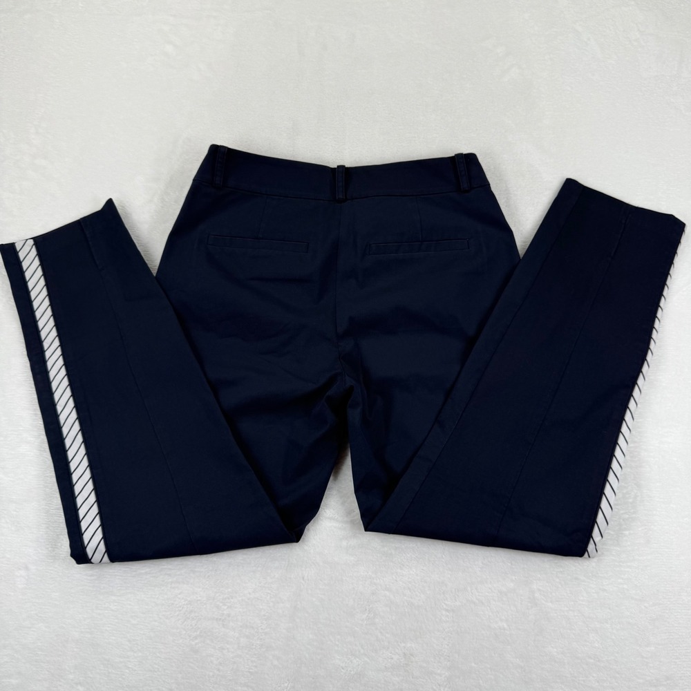 Joie Womens Navy Blue Striped Side Tape Straight Leg Cropped Pants Size 2